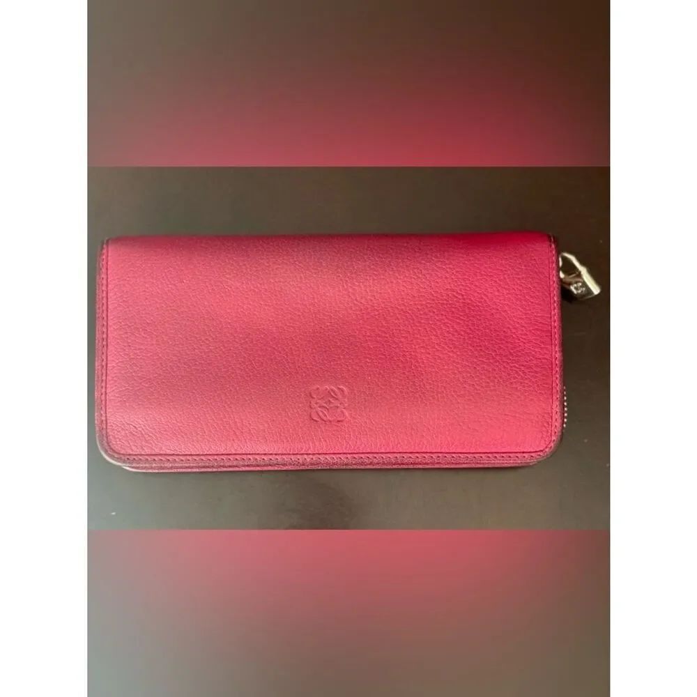 Loewe Magenta Zip-Around Leather Wallet